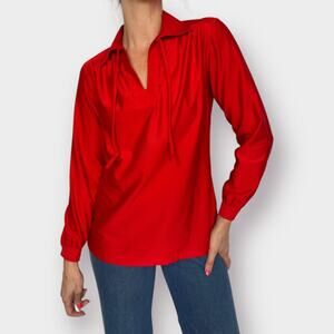 Vintage 70s Oscar de la Renta Red Blouse Size‎ M
